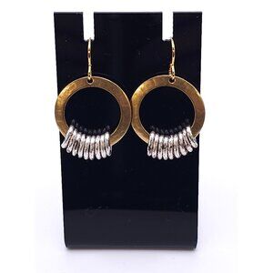 Gold & Silver Tone Hoop Earrings With Textured Rings